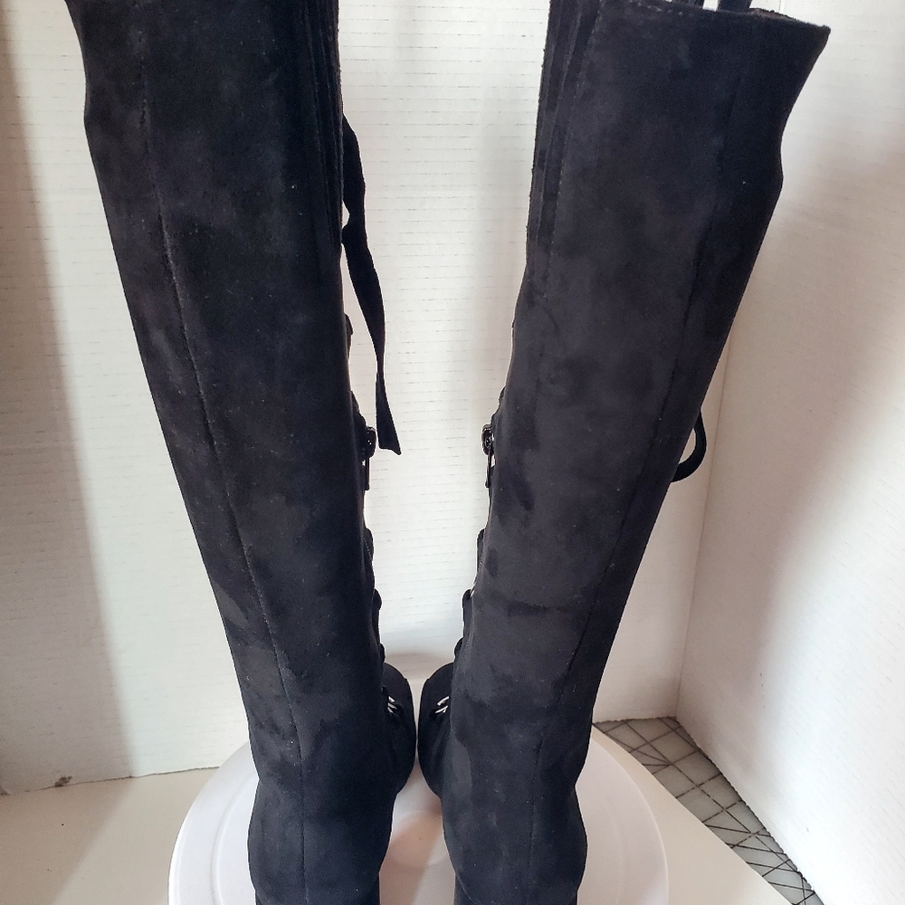 Jeffery Campbell Women's Aluma Black Microsuede Knee High Boots Size 6 - Picture 5 of 12